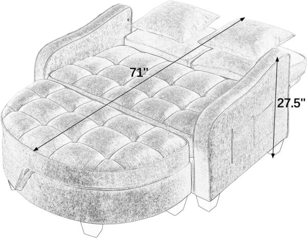 Convertible Futon Sofa Bed 54'' Futon Couch with Storage Ottoman