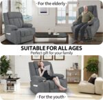 Power Lift Recliner Chair for Elderly. Electric Recliner Chairs with Extended Footrest for Adults. Oversized Recliner Chair with Remote Control. 2 Pockets and 2 Cup Holders. Velvet Fabric (Dark Grey)