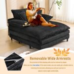 54.75" W Oversized Chaise Lounge Chair,Fluffy Cushioned Sofa Bed