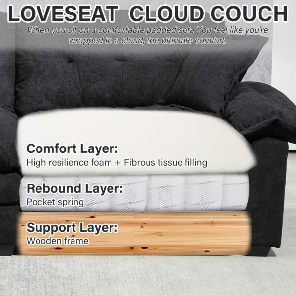 84 Loveseat Sofa Couches for Living Room for Small Spaces (Black)