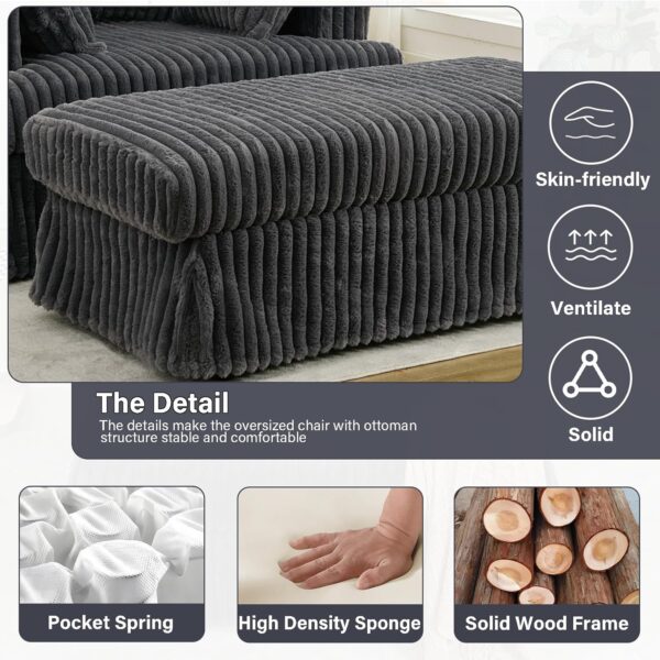 47.8 Oversized Chaise Lounge Chair with Ottoman