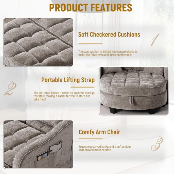 Convertible Futon Sofa Bed 54'' Futon Couch with Storage Ottoman