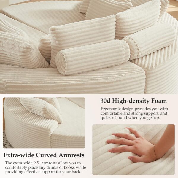 2-in-1 Folding Convertible Sofa Bed Oversized Upholstered Round Boneless Couch for Living Room