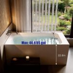 51'' Solid Surface Freestanding Bathtub. Stone Resin Stand Alone Soaking Tub. Modern Rectangular Freestanding Tubs with Overflow. Pop-up Drain. Thick Edge. Matte White