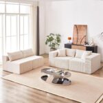 130 Modular Sectional Sofa. Cloud Couch. Modern Modular L-Shape Sofa Couch with Chaise.Upholstered Couches Sectional Couch with Deep Seat for Living Room Bedroom (Beige)