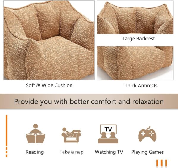 Giant Bean Bag Sofa Chairs. Oversized Bean Bag Couch. Modern Lazy Sofa Chair with Memory Foam Filled. Floor Lounge Chair for Living Room. Bedroom. Apartment (Coffee)