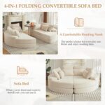 2-in-1 Folding Convertible Sofa Bed Oversized Upholstered Round Boneless Couch for Living Room