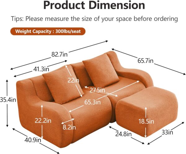 82'' L Shaped Couch Boneless Couches for Living Room