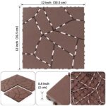 44 PCS Plastic Interlocking Deck Tiles. 12 x 12 Patio Outdoor Deck Tiles. Self-draining. Square Patio Floor Decking Tiles for Porch. Poolside. Balcony. Backyard. Indoor and Outdoor Use (Red+Brown)