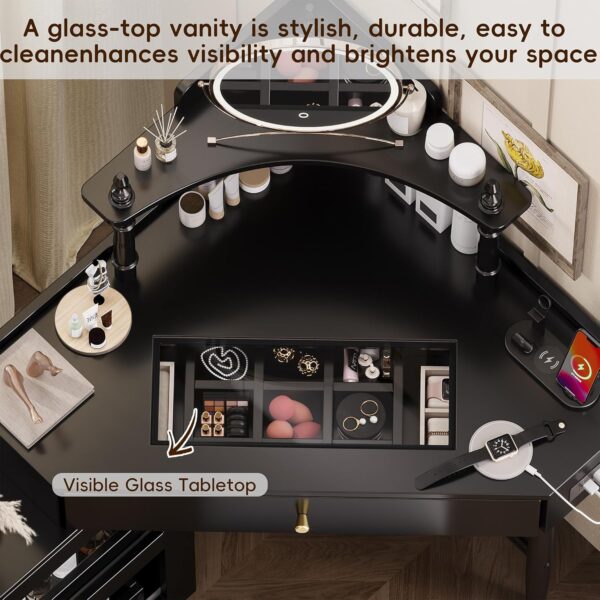 Corner Makeup Vanity Desk Without Mirror