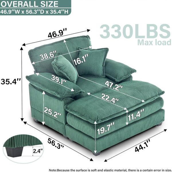 Chaise Lounge Chair Indoor. 56.3'' Oversized Chair with Ottoman. Comfy Upholstered Wide Sleeper Chaise Lounge Chair. Oversized Reading Chair. Chaise Lounge for Living Room. Bedroom