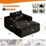 Oversized Chaise Lounge Chair Indoor with Removable Ottoman. 48.5 Comfy Thicked Upholstered Recliner Corduroy Couch. Leisure Sleeper Chair for Living Room. Bedroom. No Assembly Required