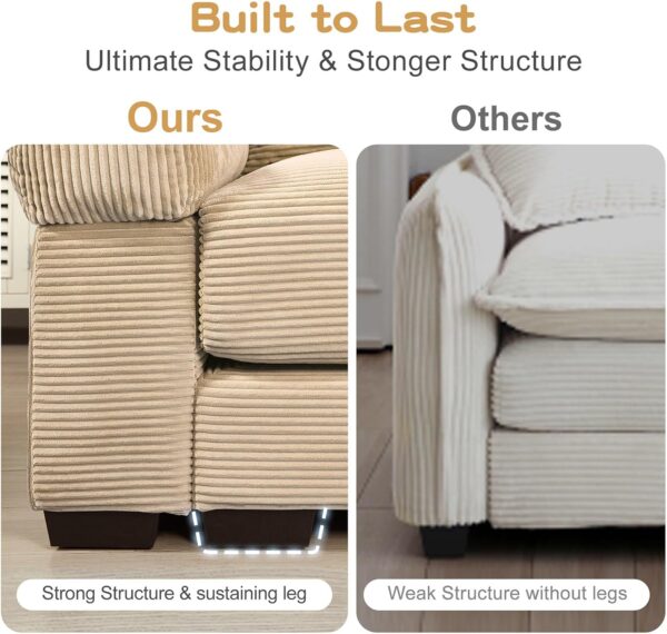 54.3 Oversized Accent Chair. Corduroy Armchair. 24in Extra Deep Seats. Modern Lounge Chair. Upholstered Reading Chair for Living Room & Bedroom