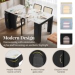 Extendable Dining Table for 4-6. 33''-59'' Extending Dining Table w/Removable Leaves Space Saving. Mobile Rolling Island Tables with Power Outlet Wooden Adjustable Tables for Kitchen (Black)