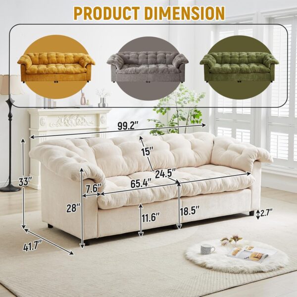 99.2" Chenille Modern Comfort Deep Seat Sofa for Living Room