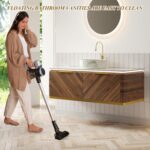 48 Bathroom Vanity with Ceramic Sink Combo. Floating Bathroom Vanities with Sensor Light. Wall-Mounted Basin Bath Storage Cabinet with Sintered Stone Top (Walnut-1. 48'')