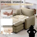 Oversized Chaise Lounge Chair Indoor with Ottoman. 37 W Corduroy Single Sofa Chair. Modern Couch with Deep Seat. Sleeper Chair Comfy Cloud Couch for Living Room Bedroom Office Apartment