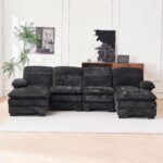 U-Shaped Modular Sectional Cloud Couch. 4 Seater Sofa Couch. Modern Furniture Comfy Chenille Sofa for Living Room. 111.8in Extra Deep Couch (Black)