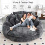 Oversized Chaise Lounge Chair Indoor .Round Chaise Lounge for Couples in Bedroom. Stylish Round Couch and Sleeper Sofa. Reading Chair in Living Room (Dark Grey)