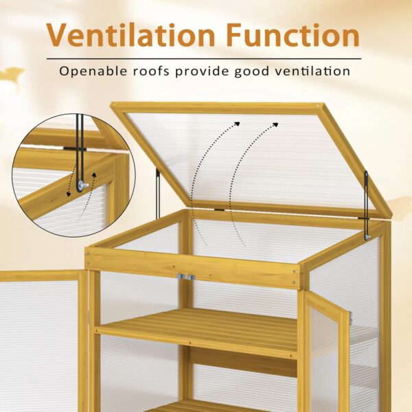 29.53 W Cold Frame Greenhouse Wooden Greenhouse Raised Flower Planter Shelf