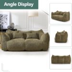 Giant Bean Bag Sofa Chairs Loveseat for Adults. Oversized Bean Bag Couch. Memory Foam Filled Floor Lounge Chair. Lazy Floor Sofa Chair with Two Pillows for Living Room. Bedroom. Apartment (Green)