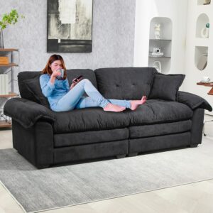 84 Loveseat Sofa Couches for Living Room for Small Spaces (Black)