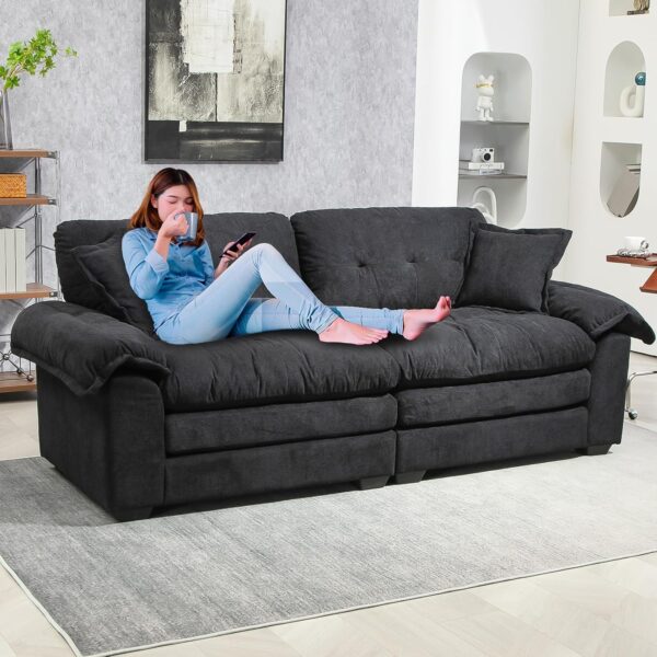 84 Loveseat Sofa Couches for Living Room for Small Spaces (Black)