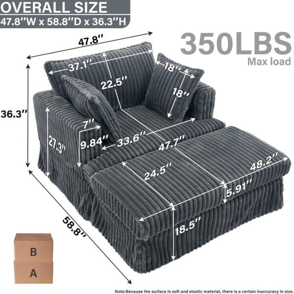 47.8 Oversized Chaise Lounge Chair with Ottoman
