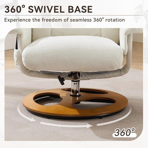 Ergonomic Recliner Chair with Ottoman, Modern 360° Swivel Lounge Chair with Footstool