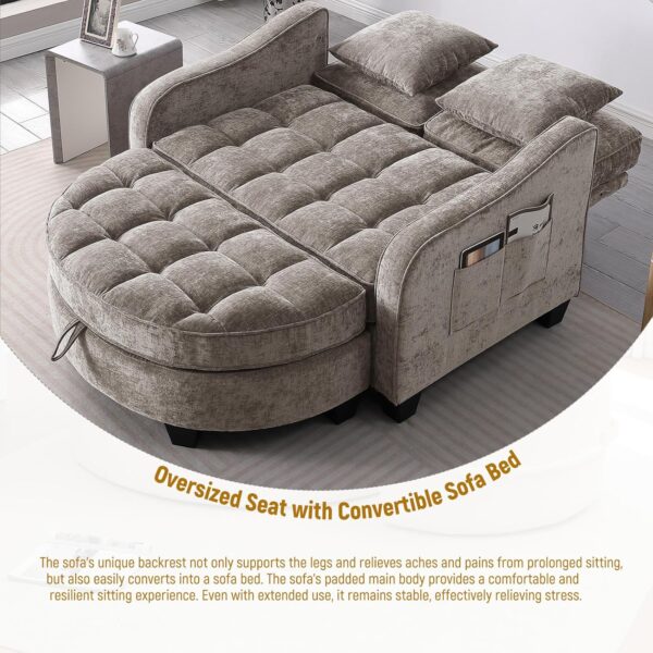 Convertible Futon Sofa Bed 54'' Futon Couch with Storage Ottoman
