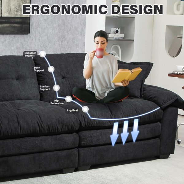 84 Loveseat Sofa Couches for Living Room for Small Spaces (Black)