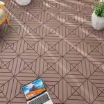 Interlocking Tile 44PCS. Drainage Tiles 12 x 12 Splicing. Square Outdoor All Weather Use Interlocking Drainage Floor Tiles. Non-Slip Drainage Holes for Porch. Poolside. Balcony. Backyard (Brown)