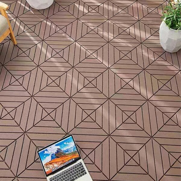 Interlocking Tile 44PCS. Drainage Tiles 12 x 12 Splicing. Square Outdoor All Weather Use Interlocking Drainage Floor Tiles. Non-Slip Drainage Holes for Porch. Poolside. Balcony. Backyard (Brown)