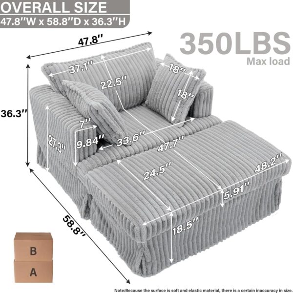 47.8 Oversized Chaise Lounge Chair with Ottoman