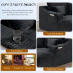 Chaise Lounge Chair Indoor. 47'' Oversized Sleeper Chair with Cup Holders & Side Pockets. Upholstered Sofa Bed for Living Room. Boneless Chaise Lounge. Reading Chairs for Adults (Dark Grey)