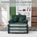 Chaise Lounge Chair Indoor. 56.3'' Oversized Chair with Ottoman. Comfy Upholstered Wide Sleeper Chaise Lounge Chair. Oversized Reading Chair. Chaise Lounge for Living Room. Bedroom