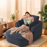 64L Oversized Chaise Lounge Chair Indoor Boneless Couch Chair with 3 Pillows