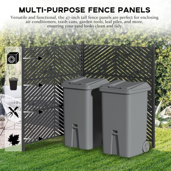 47 W x 47 H Outdoor Privacy Screen Fence Panels – Air Conditioner Fence Panels. Pool Equipment Enclosure. Trash Can Screens Fence Kit – Easy Installation & Multi-Purpose Security (Style 2)