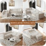 106 Modular Sectional Sofa Couches for Living Room. Modern L Shaped Boneless Cloud Couch with Deep Seat. Couch with Chaise Lounge. Chenille Fabric. No Assembly Required (Beige)