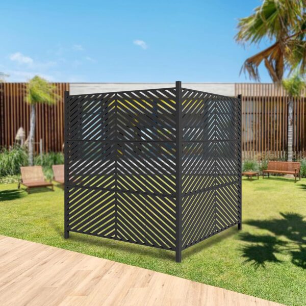 47 W x 47 H Outdoor Privacy Screen Fence Panels – Air Conditioner Fence Panels. Pool Equipment Enclosure. Trash Can Screens Fence Kit – Easy Installation & Multi-Purpose Security (Style 2)