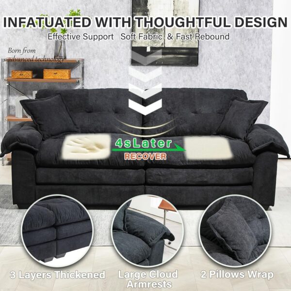 84 Loveseat Sofa Couches for Living Room for Small Spaces (Black)