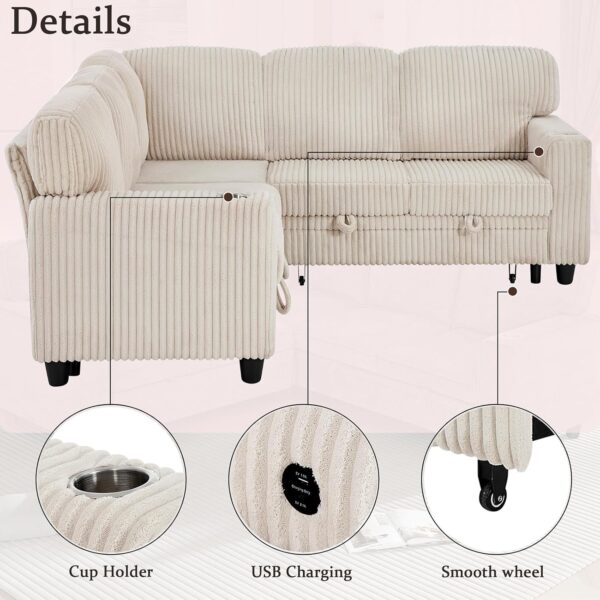 81'' Modular Sectional Sleeper Sofa with Pull Out Bed