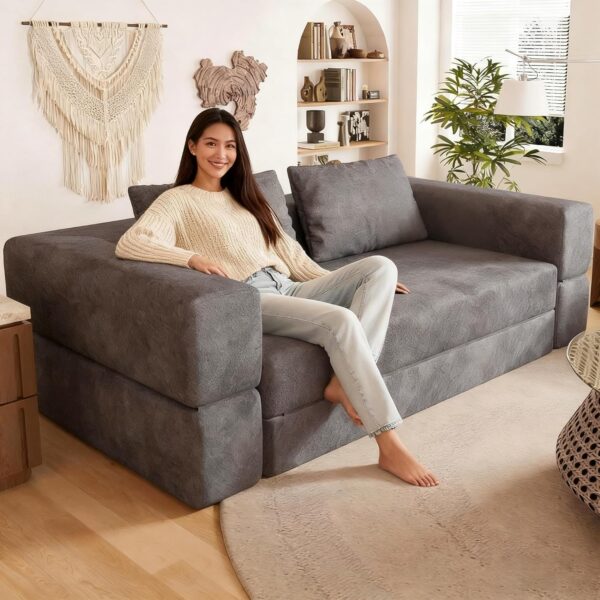 78 Inch Futon Sofa Bed 2-in-1 Folding Convertible Sofa Bed