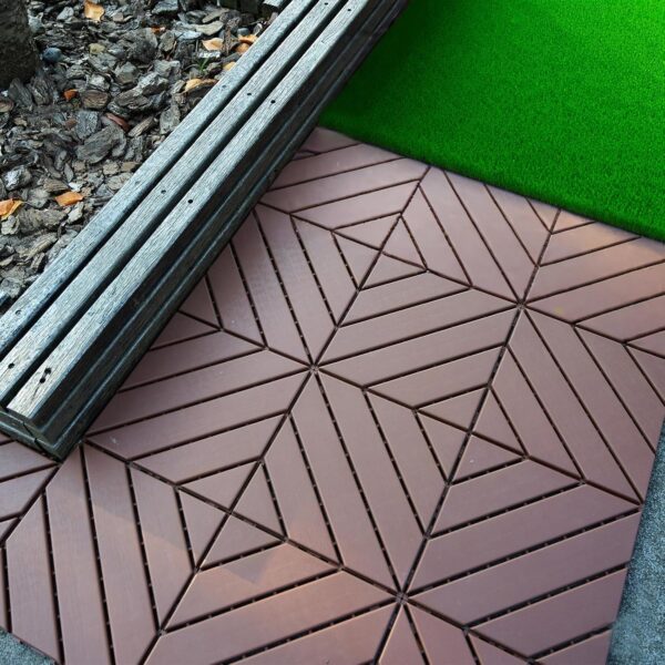 Interlocking Tile 44PCS. Drainage Tiles 12 x 12 Splicing. Square Outdoor All Weather Use Interlocking Drainage Floor Tiles. Non-Slip Drainage Holes for Porch. Poolside. Balcony. Backyard (Brown)