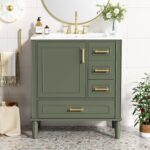 Bathroom Vanity. 30 Bathroom Vanity with Sink. Modern Storage Cabinet with 3 Drawers & 1 Door. Freestanding Bathroom Vanities. Solid Wood Frame for Small Space 30'' x 18'' x 34'' (Olive Green)