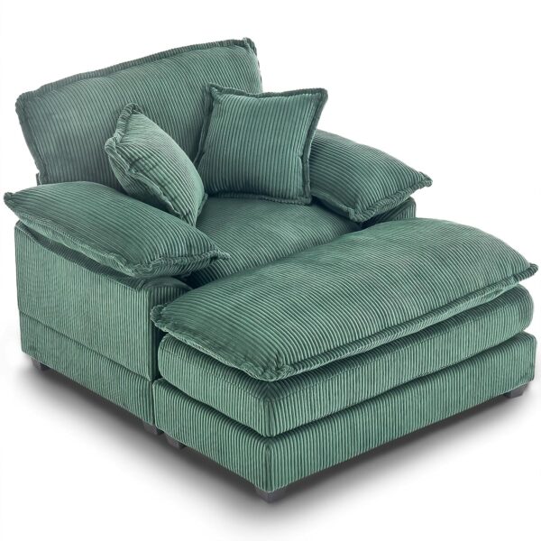 Chaise Lounge Chair Indoor. 56.3'' Oversized Chair with Ottoman. Comfy Upholstered Wide Sleeper Chaise Lounge Chair. Oversized Reading Chair. Chaise Lounge for Living Room. Bedroom