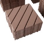 Interlocking Tile 44PCS. Drainage Tiles 12 x 12 Splicing. Square Outdoor All Weather Use Interlocking Drainage Floor Tiles. Non-Slip Drainage Holes for Porch. Poolside. Balcony. Backyard (Brown)