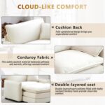 Oversized Chaise Lounge Chair Indoor with Ottoman. 37 W Corduroy Single Sofa Chair. Modern Couch with Deep Seat. Sleeper Chair Comfy Cloud Couch for Living Room Bedroom Office Apartment