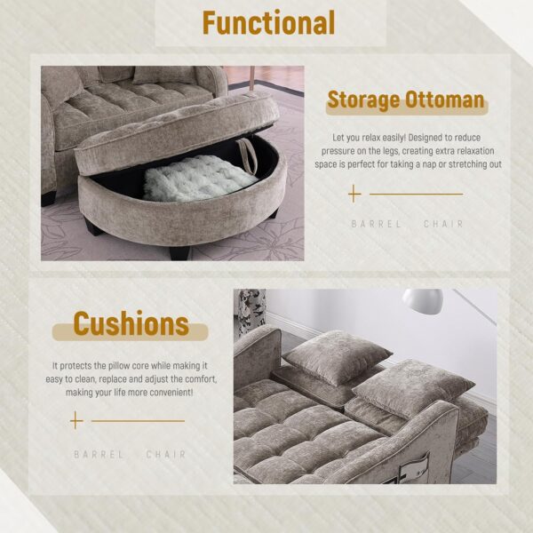 Convertible Futon Sofa Bed 54'' Futon Couch with Storage Ottoman