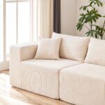 130 Modular Sectional Sofa. Cloud Couch. Modern Modular L-Shape Sofa Couch with Chaise.Upholstered Couches Sectional Couch with Deep Seat for Living Room Bedroom (Beige)